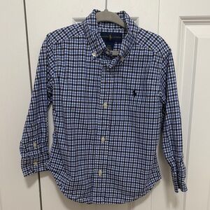 Ralph Lauren Navy and White Plaid Shirt 3T